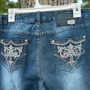 One 5 One Y2K Blue Jeans with Silver Embellishments